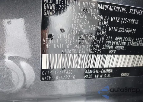 2022 Toyota Rav4 Hybrid Xle Premium из США, поврежденный, VIN 4T3B6RFV3NU100725